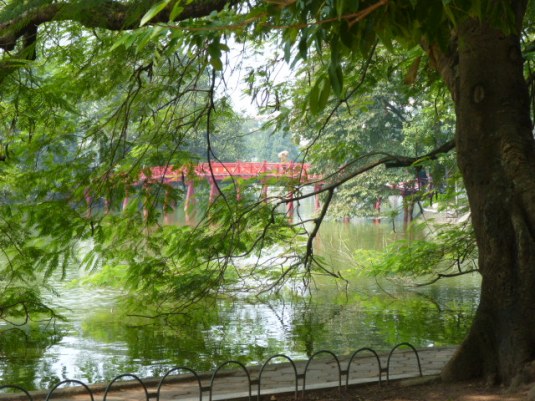 The Huc Bridge to Ngoc Son Temple; Hoan Kiem Lake...